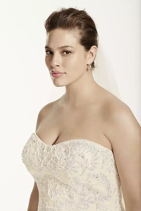 As-Is Lace Plus Size Trumpet Beaded Wedding Dress Image 4