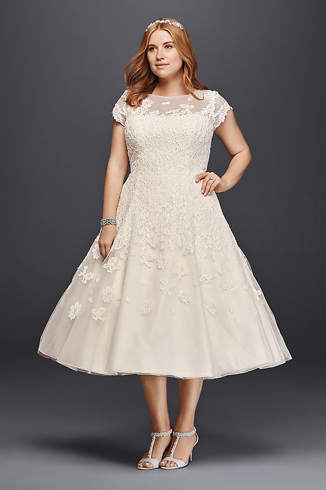 Cap Sleeve Wedding Dress with Illusion Neckline Image 1