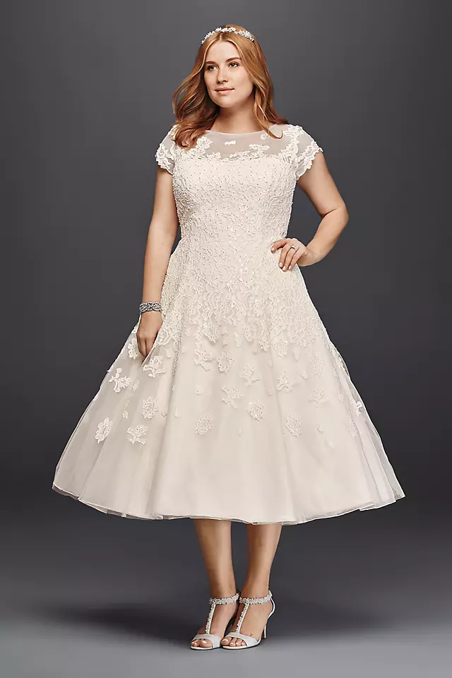 Cap Sleeve Wedding Dress with Illusion Neckline Image