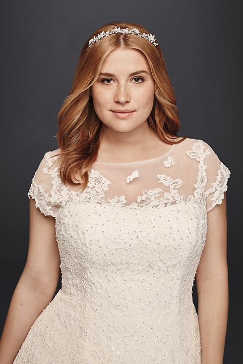 Cap Sleeve Wedding Dress with Illusion Neckline Image 3