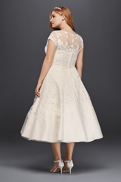 Cap Sleeve Wedding Dress with Illusion Neckline Image 2