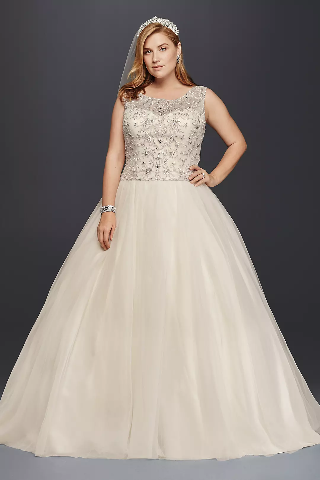 Custom Beaded Bridal Gown Crystal A Line Wedding Dress Plus Size 16 18 20  22 24+