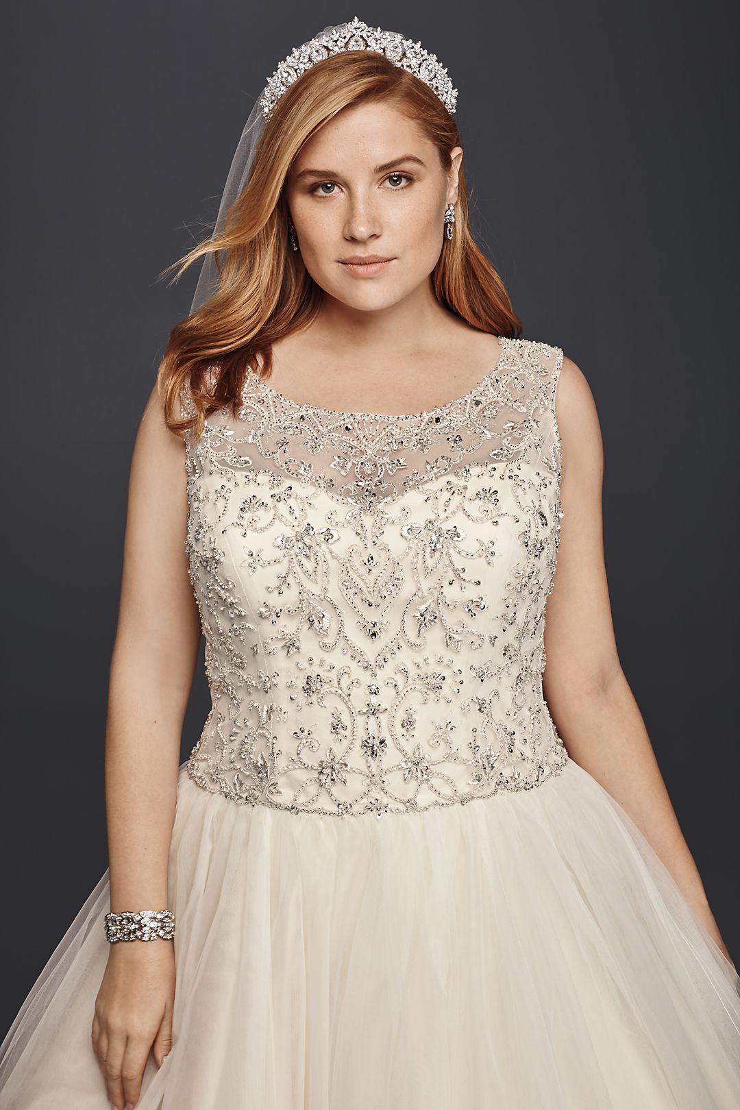 As-Is Plus Size Beaded Wedding Ball Gown Image 3