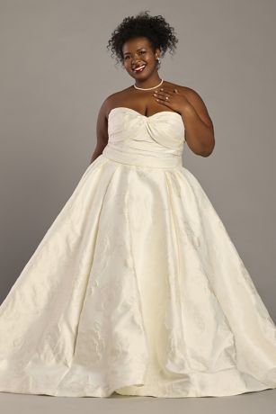 Strapless Twist Knot Bodice Jacquard Ball Gown