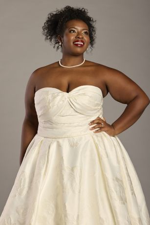 Strapless Twist Knot Bodice Jacquard Ball Gown