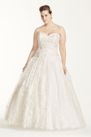 Oleg Cassini All Over Lace Beaded Wedding Dress | David's Bridal