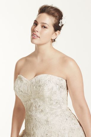 Oleg Cassini All Over Lace Beaded Wedding Dress | David's Bridal