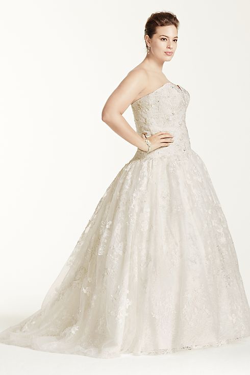 Oleg Cassini All Over Lace Beaded Wedding Dress  Image 5