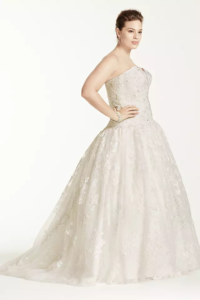 Oleg Cassini All Over Lace Beaded Wedding Dress  Image 3