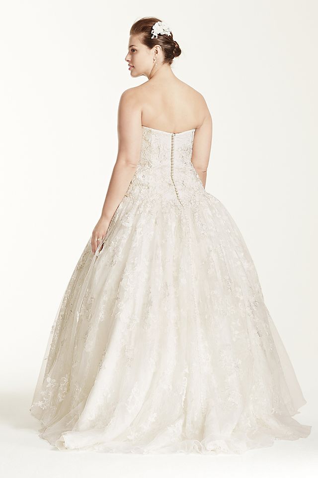 Oleg Cassini All Over Lace Beaded Wedding Dress  Image 5