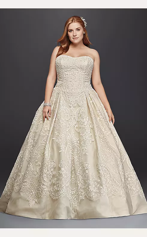 As-Is Plus Size Beaded Lace Wedding Dress Image 1