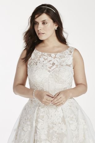 Oleg Cassini Tank Lace Wedding Dress with Beads | David's Bridal