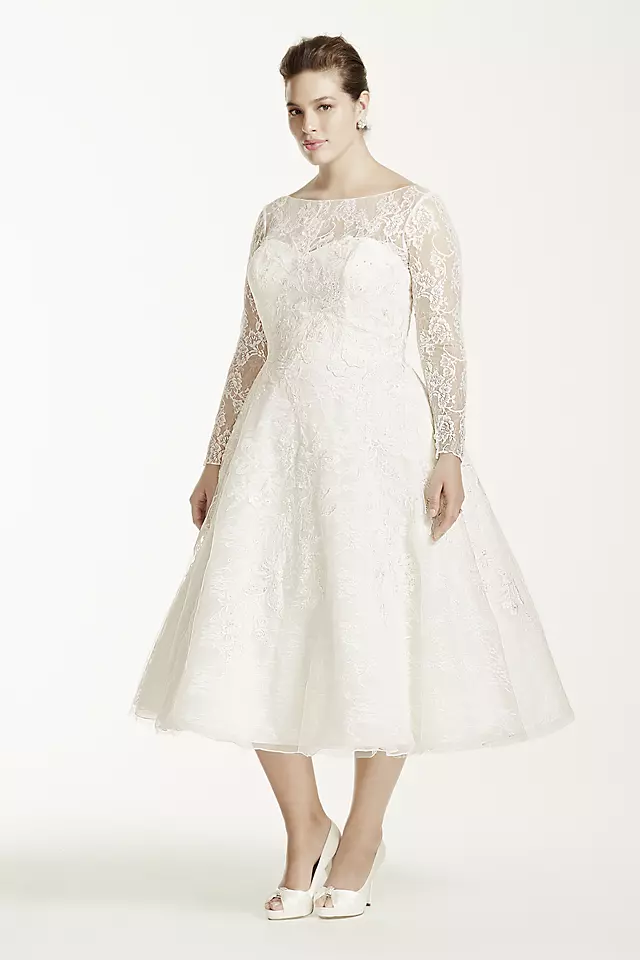 As-Is Long Sleeved Tea Length Wedding Dress Image