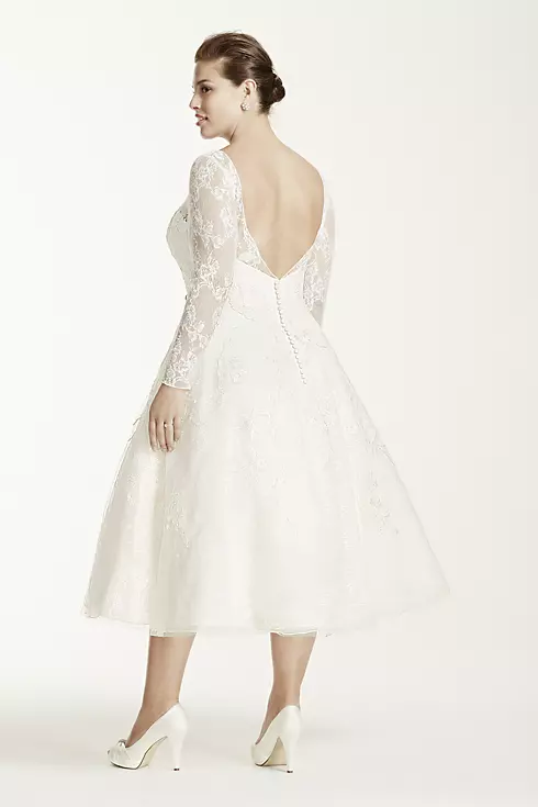As-Is Long Sleeved Tea Length Wedding Dress Image 2