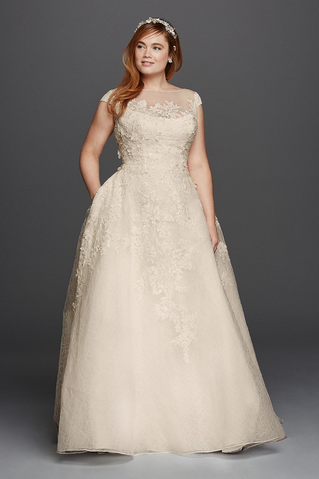 As-Is Cap Sleeve Plus Size Wedding Dress Image