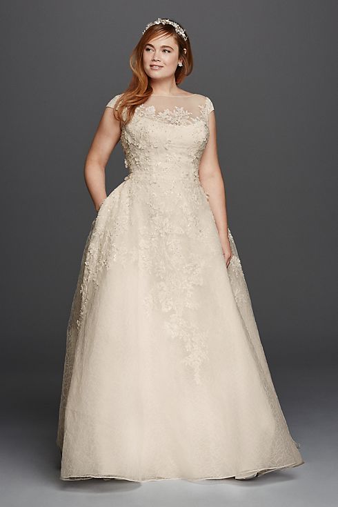 As-Is Cap Sleeve Plus Size Wedding Dress Image 1