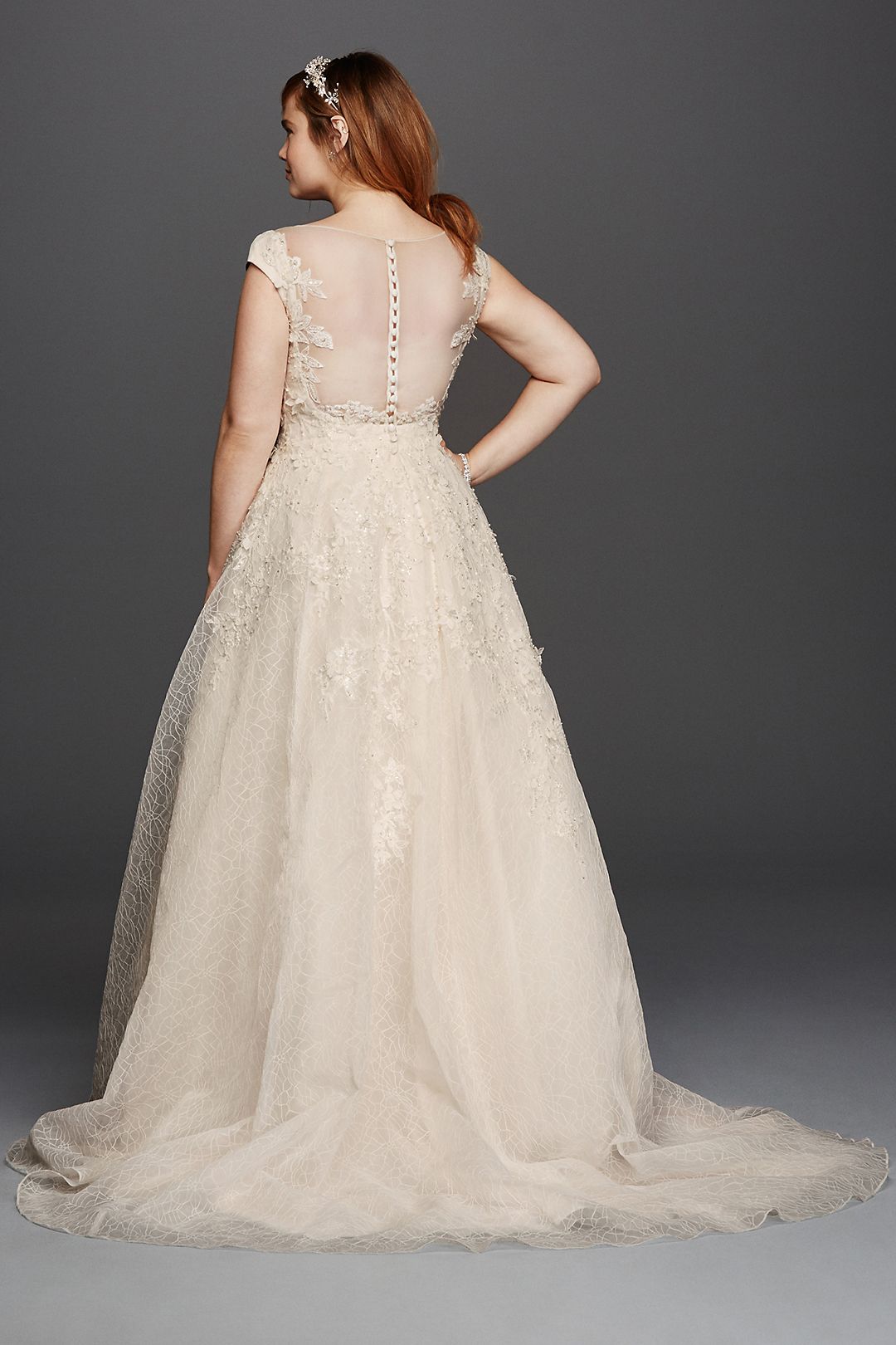 As-Is Cap Sleeve Plus Size Wedding Dress Image 2