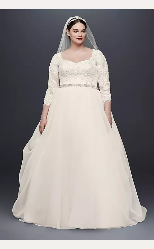 Oleg Cassini Organza 3/4 Sleeved Wedding Dress Image 1