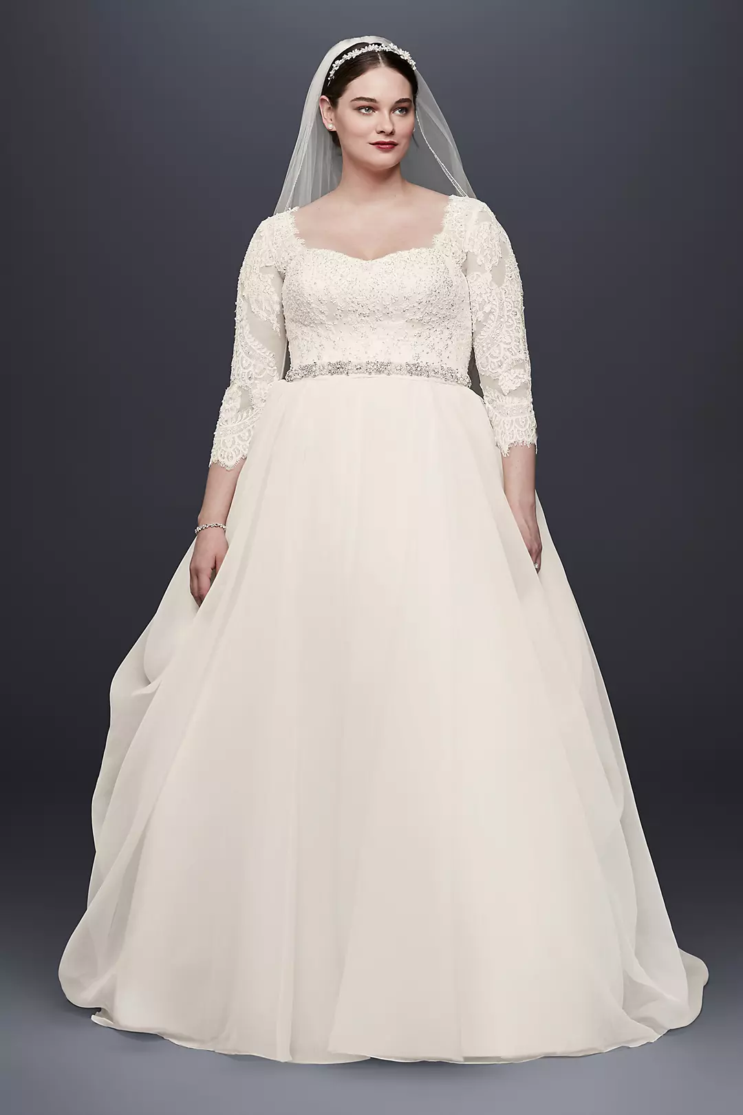 As-Is Plus Size 3/4 Lace Sleeved Wedding Dress  Image