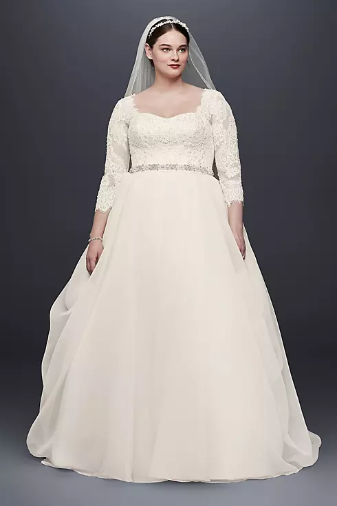 Oleg Cassini Organza 3/4 Sleeved Wedding Dress Image 1