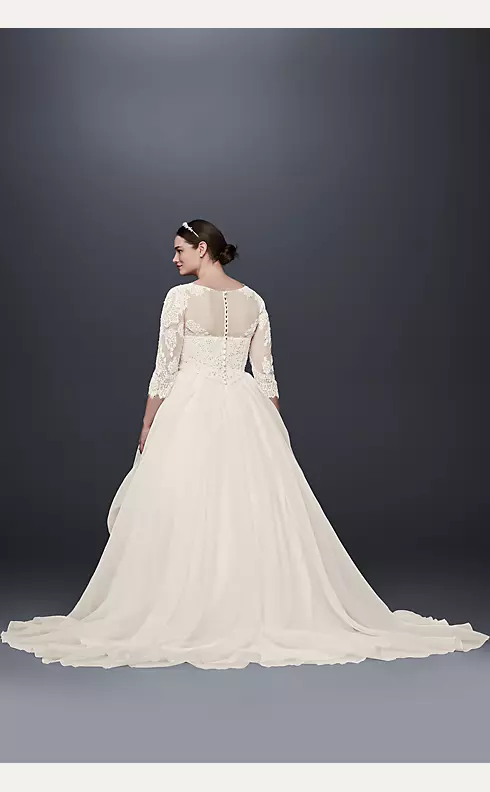 Oleg Cassini Organza 3/4 Sleeved Wedding Dress Image 2