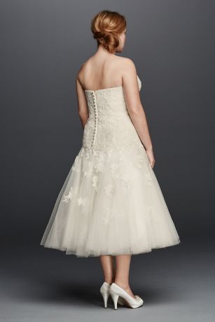 Oleg Cassini Tea Length Plus Size Wedding Dress | David's Bridal