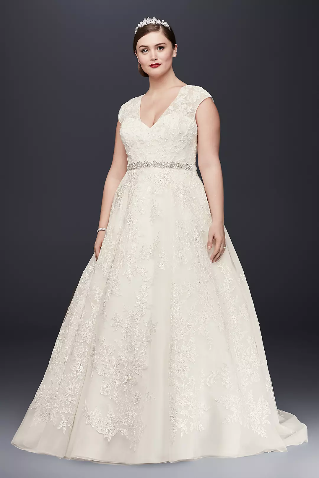 Oleg Cassini Plus Size Ball Gown Wedding Dress Image