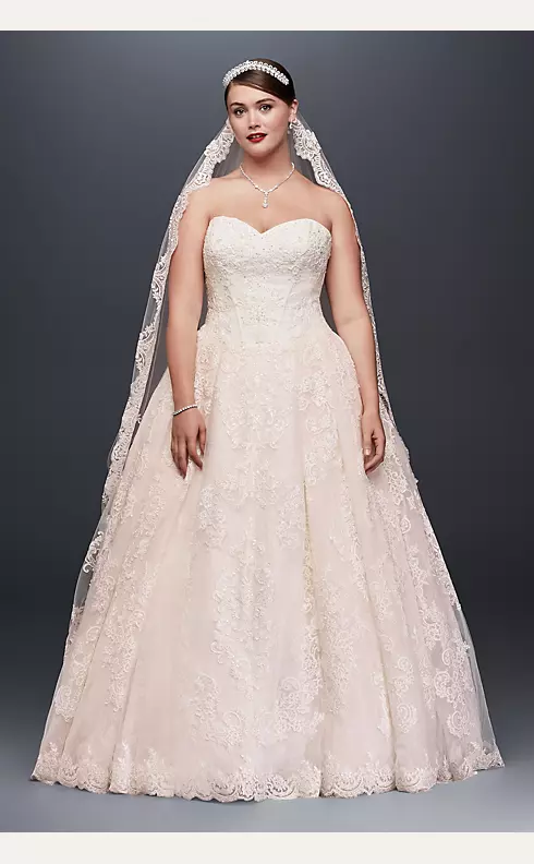 Oleg Cassini Wedding Ball Gown with Lace Appliques Image 1