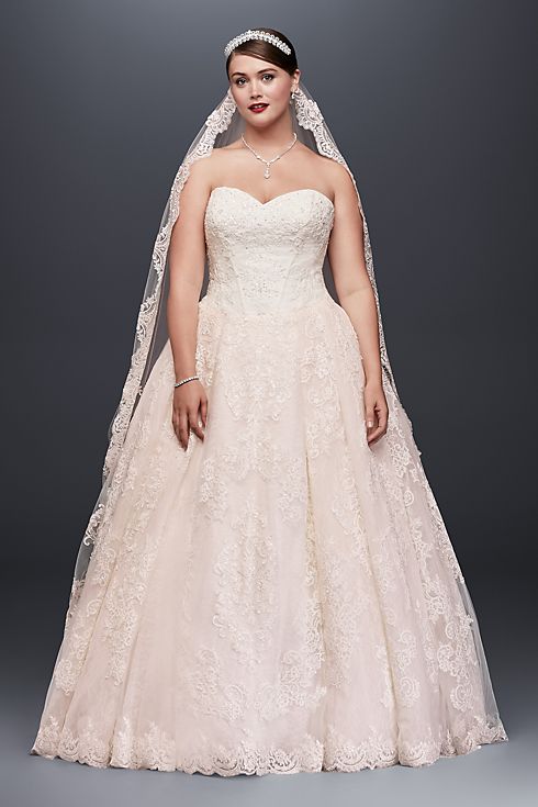 Oleg Cassini Wedding Ball Gown with Lace Appliques Image