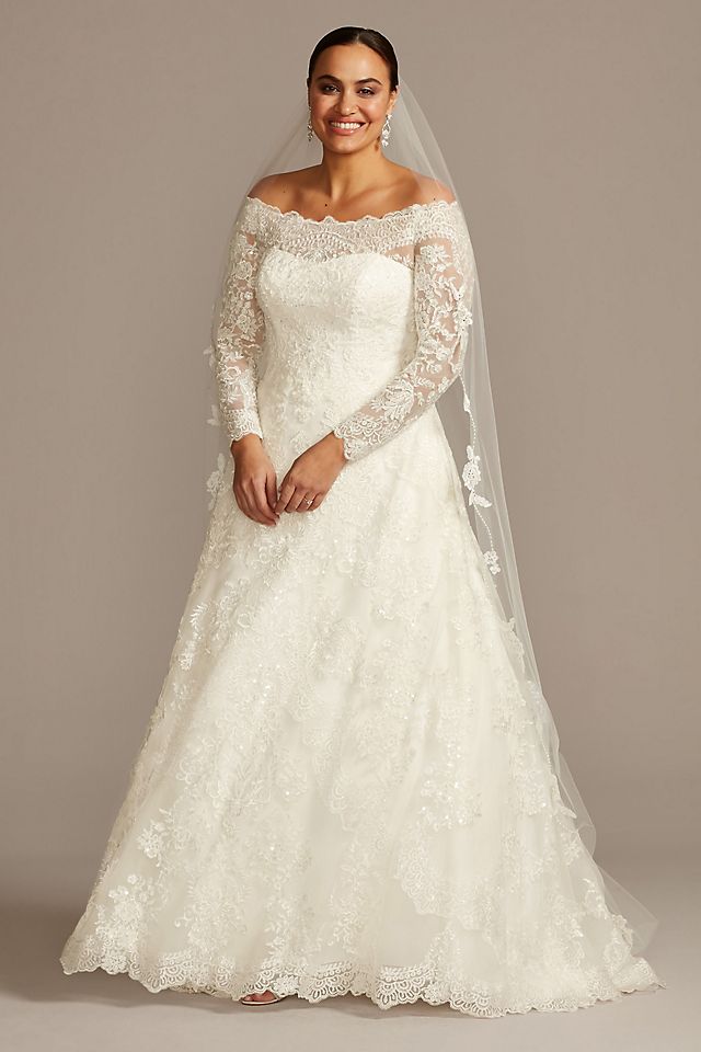 Off-The-Shoulder Lace A-Line Wedding Dress Image