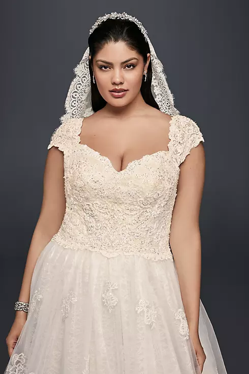 As-Is Cap Sleeve Lace Plus Size Ball Gown Image 3