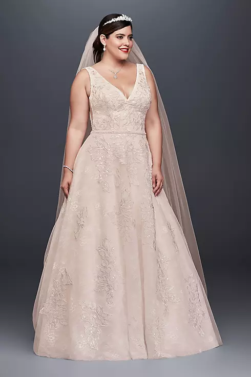 As-Is Appliqued Tulle-Over-Lace Wedding Dress  Image 1