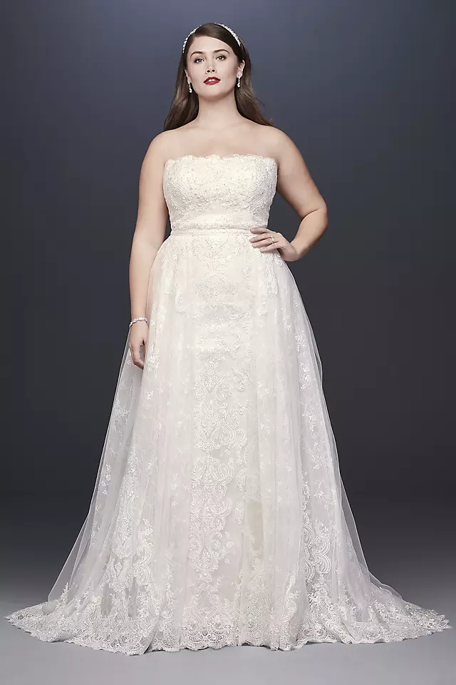 Lace Sheath Wedding Dress with Removable Overskirt Image