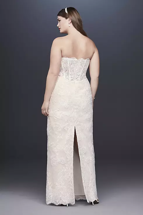 Lace Sheath Wedding Dress with Removable Overskirt Image 4