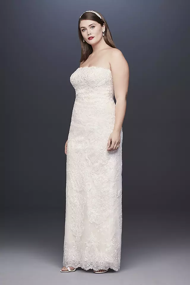Lace Sheath Wedding Dress with Removable Overskirt Image 3