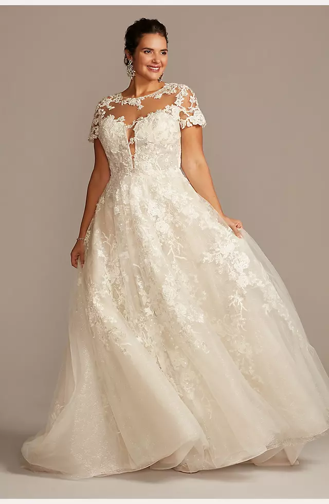 As Is Cap Sleeve Lace Plus Size Wedding Dress Image