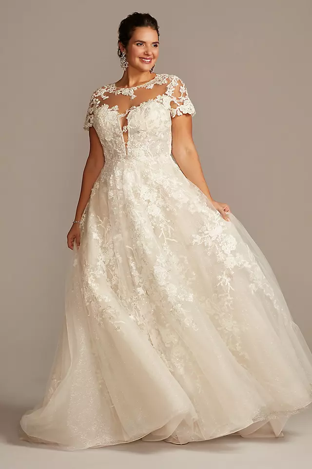 As Is Cap Sleeve Lace Plus Size Wedding Dress Image