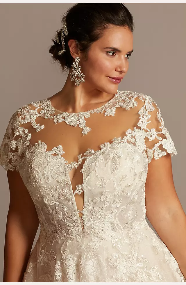 As Is Cap Sleeve Lace Plus Size Wedding Dress Image 3