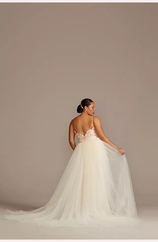 Lace Sheath Wedding Dress with Tulle Overskirt Image 4