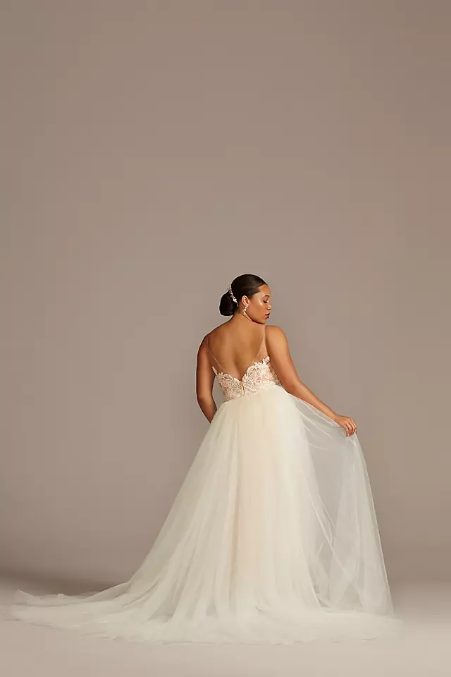 Lace Sheath Wedding Dress with Tulle Overskirt Image 4