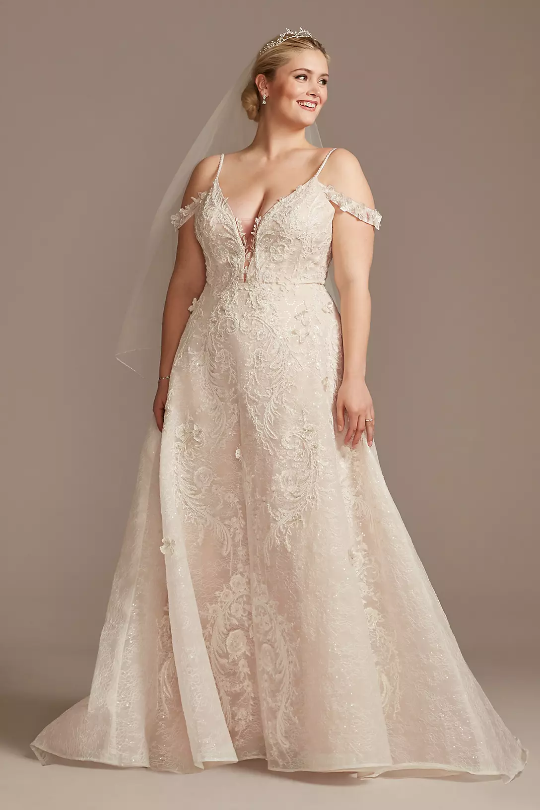 As Is Beaded Applique Plus Size Wedding Dress Image 1