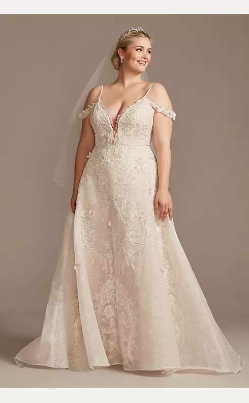 As Is Beaded Applique Plus Size Wedding Dress Image 1