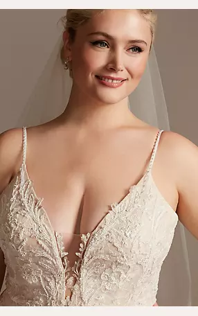 As Is Beaded Applique Plus Size Wedding Dress Image 3