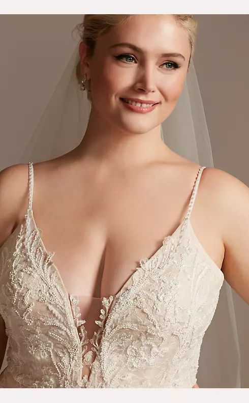 As Is Beaded Applique Plus Size Wedding Dress Image 3