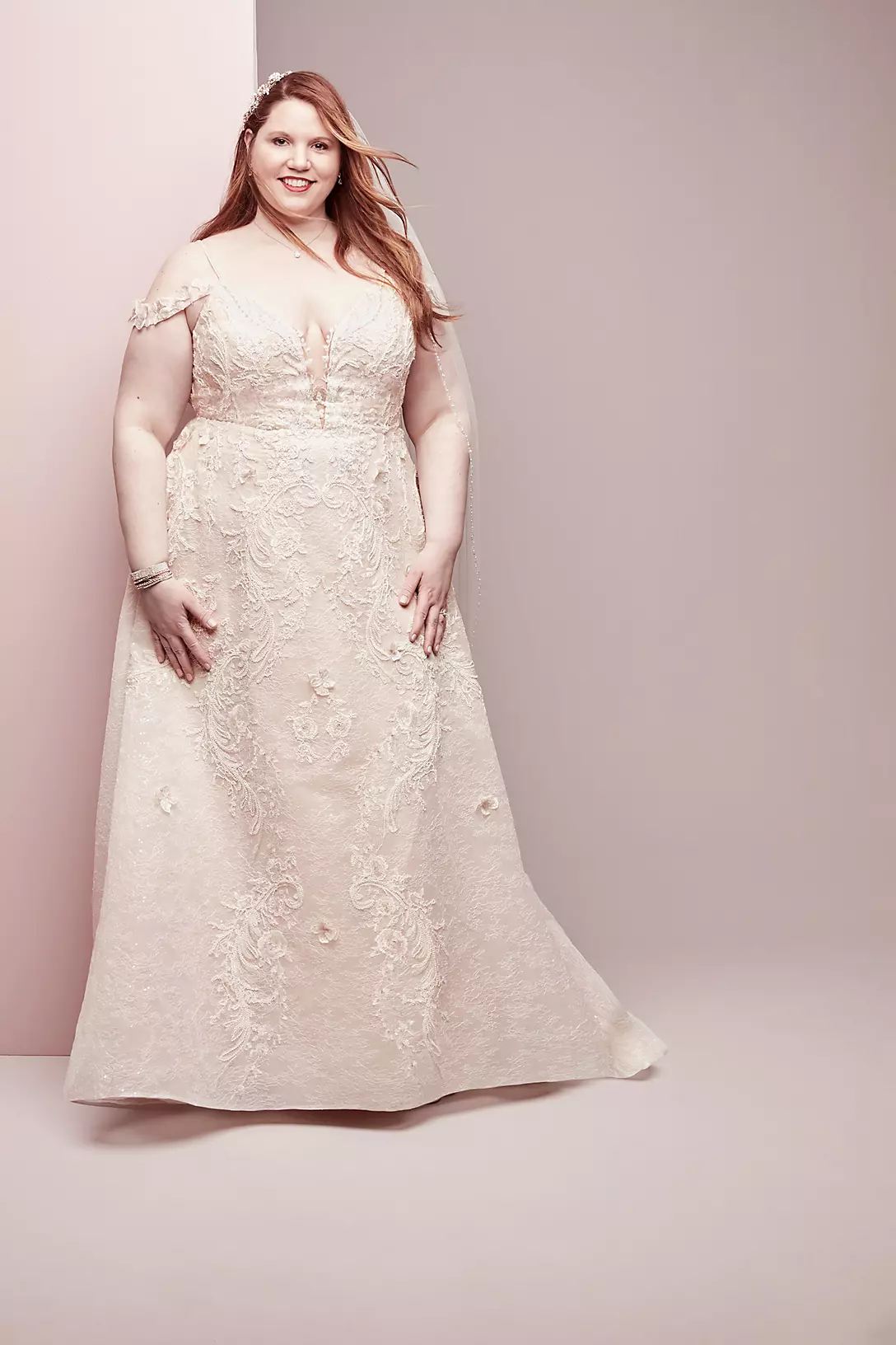 As Is Beaded Applique Plus Size Wedding Dress Image 6