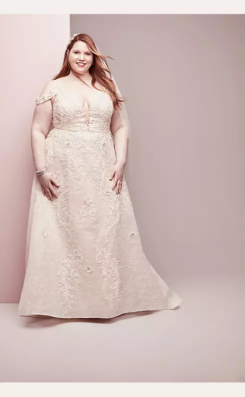 As Is Beaded Applique Plus Size Wedding Dress Image 6
