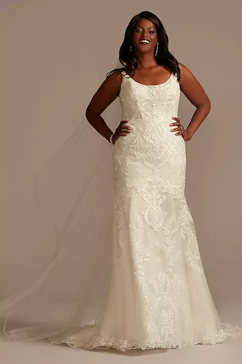 Lace Wedding Dress with Cutout Train Image 1