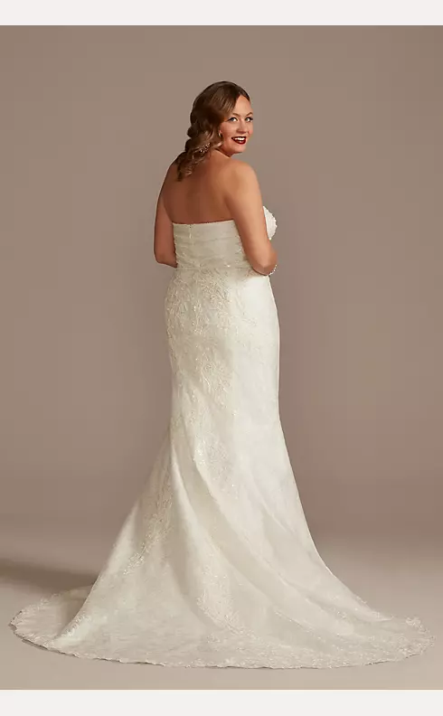 Shirred Lace Strapless Wedding Dress Image 2