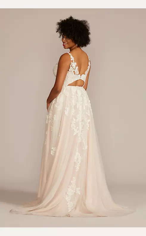 Illusion Plunge V-Neck Lace Wedding Gown