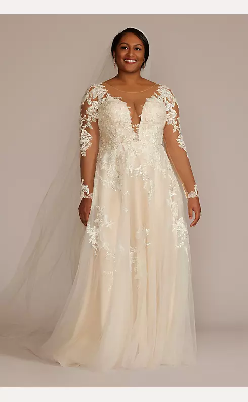 As Is Illusion Button Back Plus Size Wedding Gown
